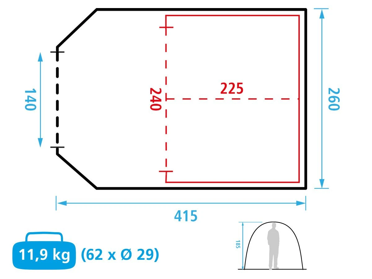 Obelink Benidorm 4 CoolDark Tunnelzelt 3 Obelink Benidorm 4 CoolDark Tunnelzelt – Bild 3