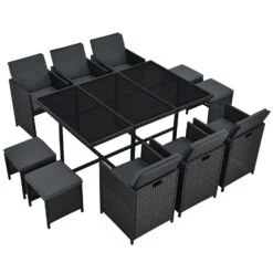 Baracoa XL Polyrattan Schwarzes Diningset