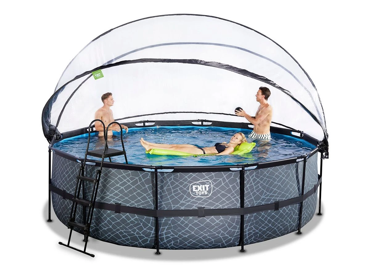 EXIT TOYS EXIT Stone Ø 488 X 122 Cm Pool Mit Sandfilterpumpe Und Abdeckung 4 EXIT TOYS EXIT Stone Ø 488 X 122 Cm Pool Mit Sandfilterpumpe Und Abdeckung – Bild 4